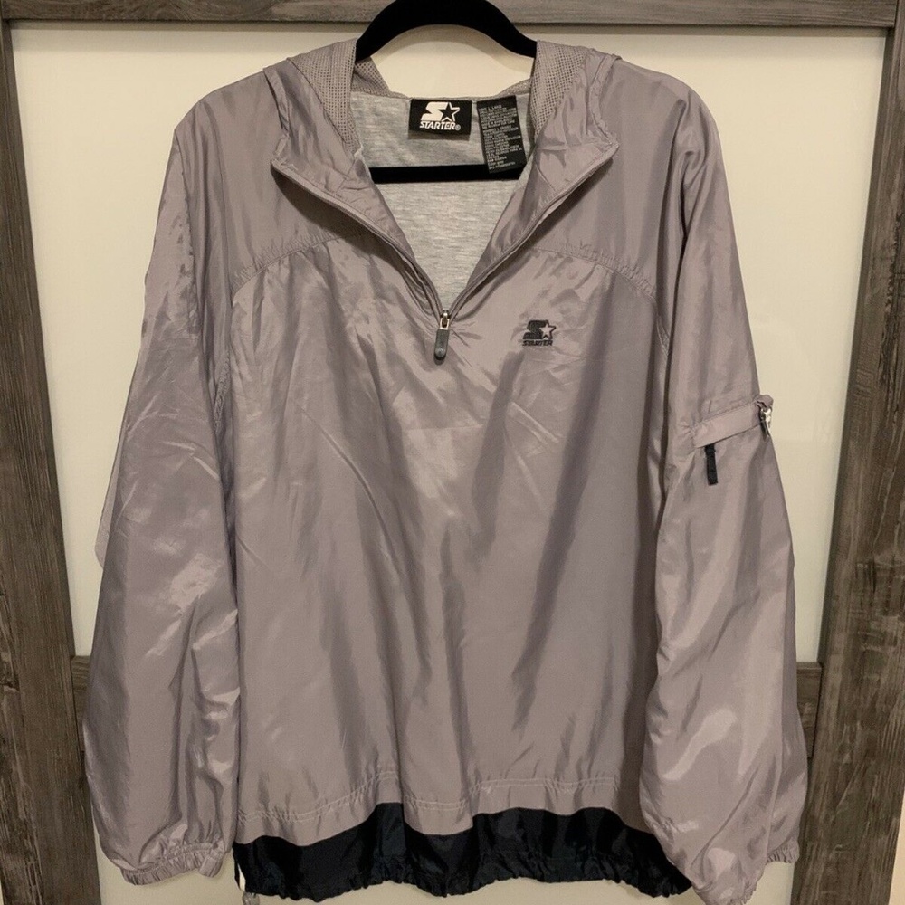 Men’s Vintage Starter Jacket Pullover Gray Lg Gem